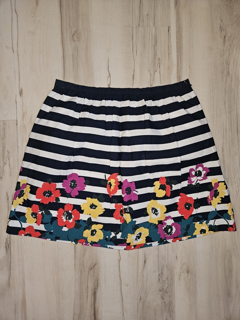 Banana Republic Factory Floral Stripe A-Line Skirt Navy White Women's Size 6